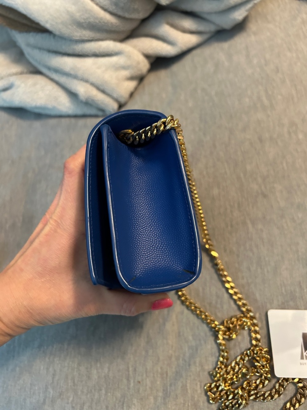 Saint Laurent Royal Blue Chain Wallet with Gold Hardware - Picture 8 of 11